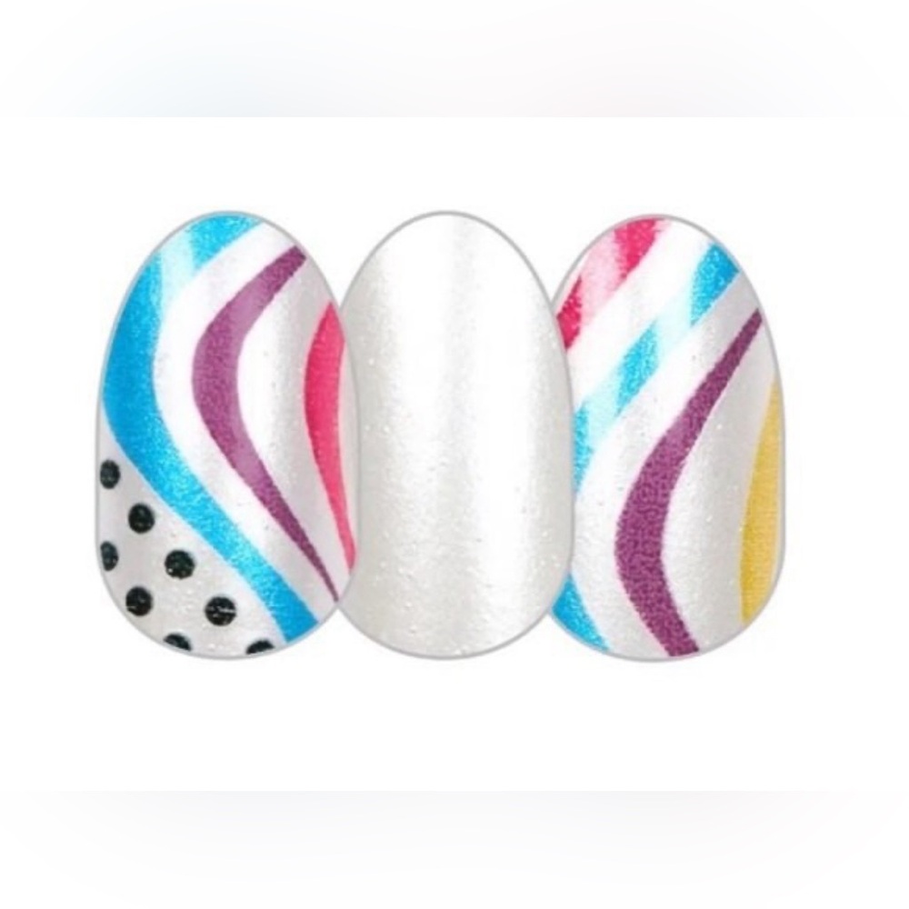 *Retired* Color Street: Cool Beans | 80s Retro Waves Polka Dots White Blue Pink - Picture 9 of 11